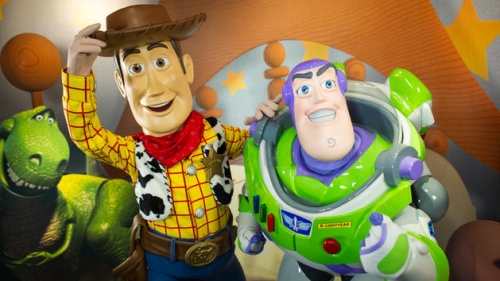 Buzz Lightyear and Woody at Pixar Place