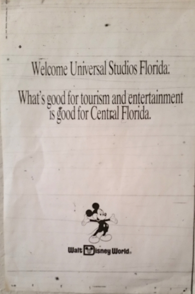 June 7, 1990, full page ad welcoming Universal. Image (c) Disney