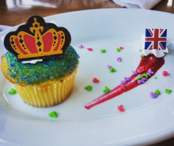Birthday cupcake at Rose and Crown Pub