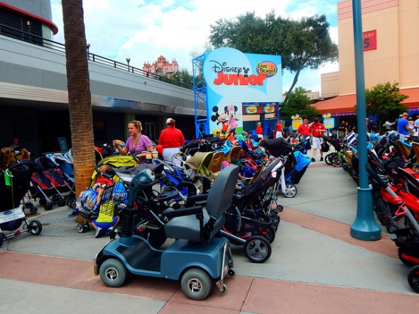 Strollers outside Disney Junior