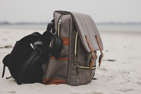 Backpack on sand