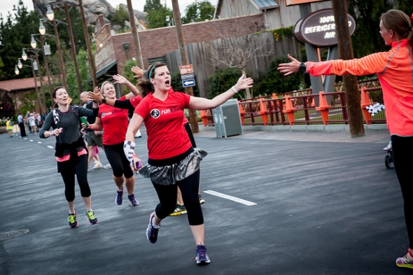 Woman giving high-five during RunDisney event