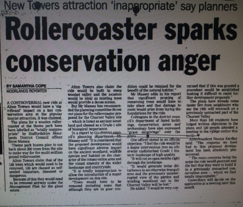 Cross valley coaster newspaper report