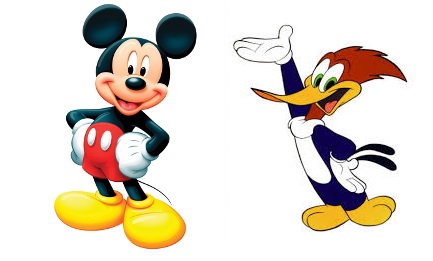 Mickey and Woody Woodpecker