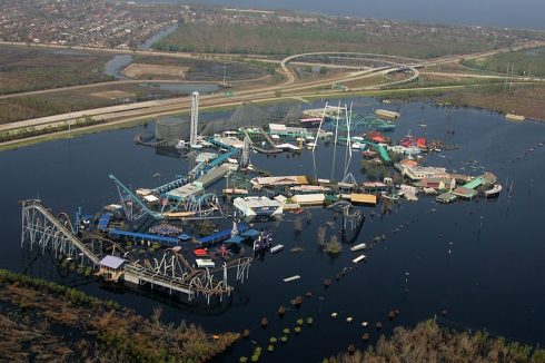 Six Flags New Orleans aerial view post-flood