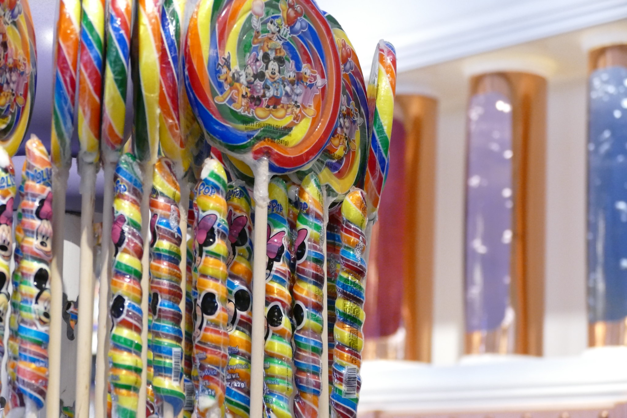 Rainbow lollipops on sale at the Magic Kingdom