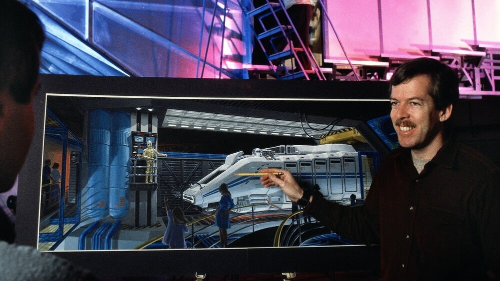 Tony Baxter presenting concept art for Star Tours