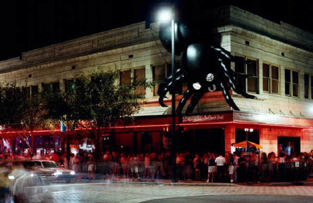 Terror On Church Street terrorized by an inflatable spider
