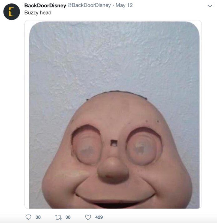 BackDoorDisney's Tweet of Buzzy's face removed from the animatronic