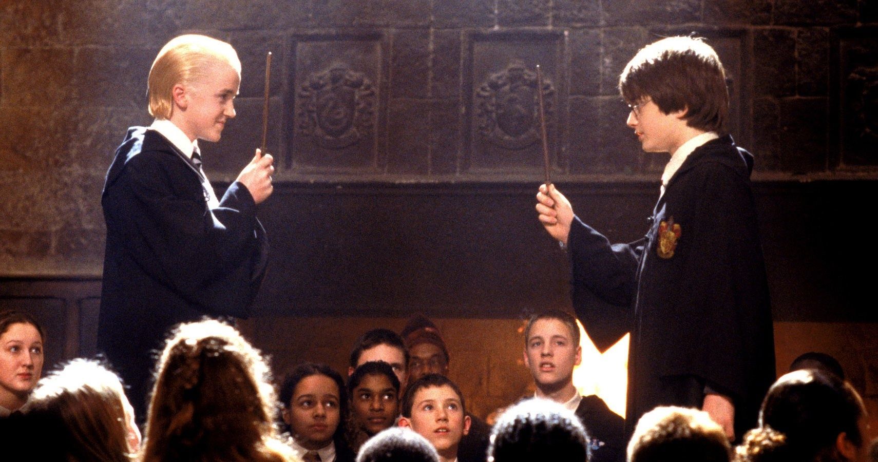 Harry Potter and Draco Malfoy Duel in Chamber of Secrets