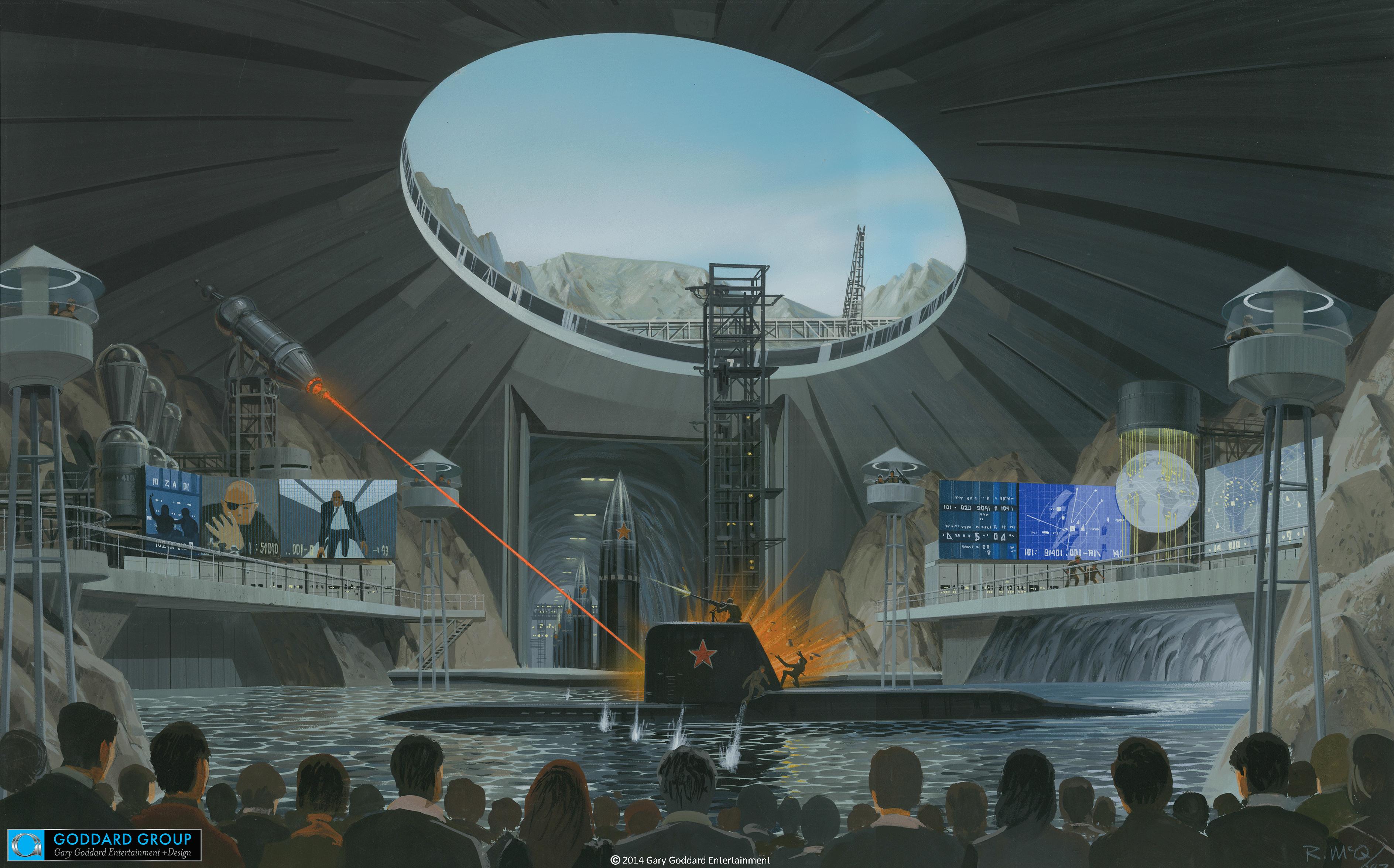 Ralph McQuarrie concept art for Bond stunt show