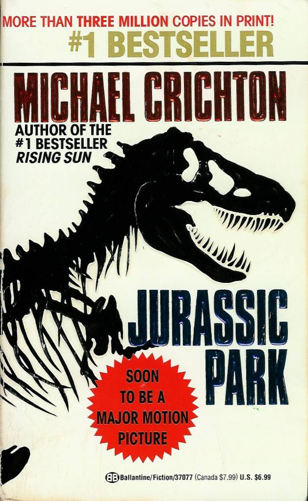 The cover of the Jurassic Park novel