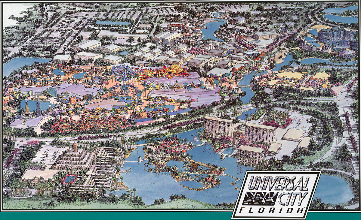 Concept art for Universal City Florida, including Cartoon World