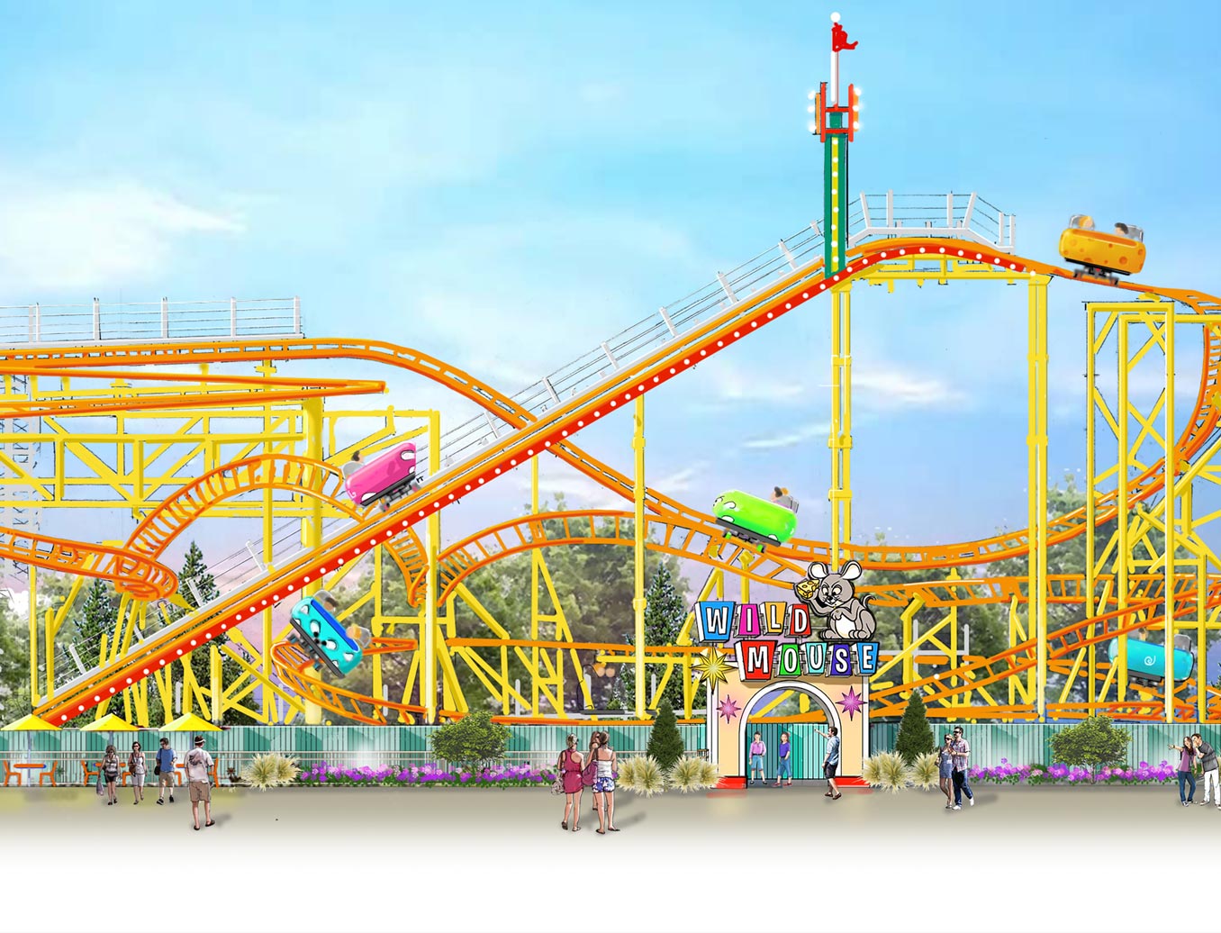 Concept art of Wild Mouse Roller Coaster