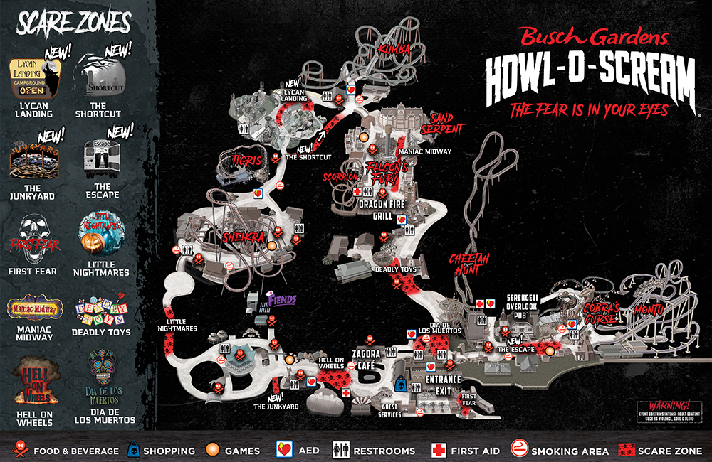 Howl-O-Scream 2020 park map