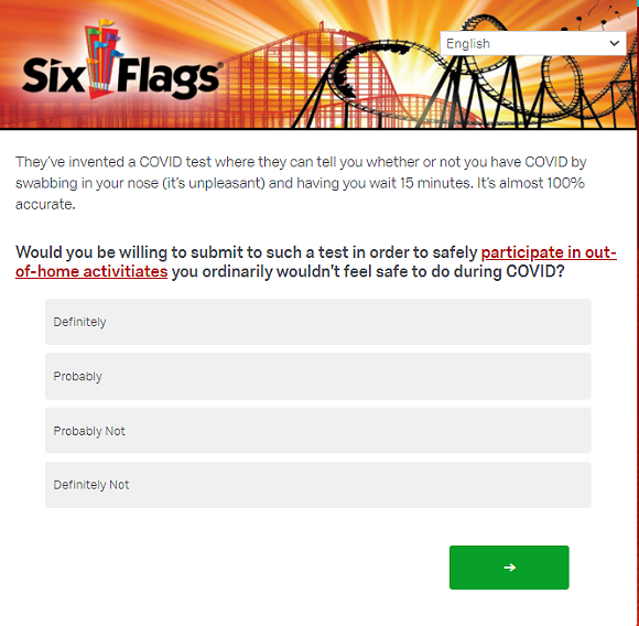 Six Flags COVID-19 questionnaire