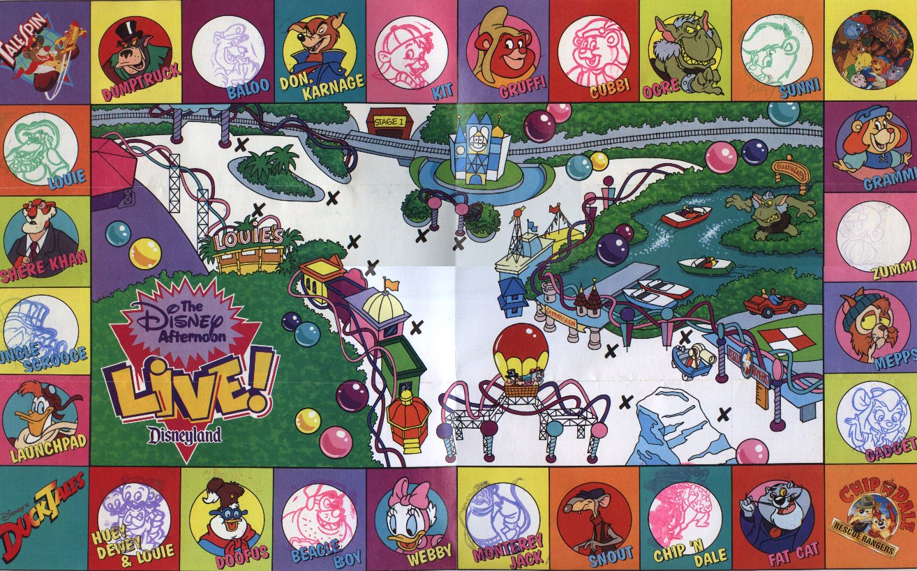 A stamp map of Disney Afternoon Avenue.