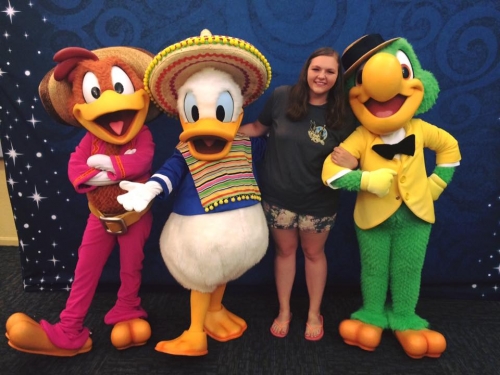 Aly at a housing event with the Three Caballeros