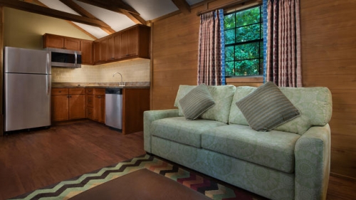 Kitchen/living room area of a cabin at Disney's Fort Wilderness Resort and Campground
