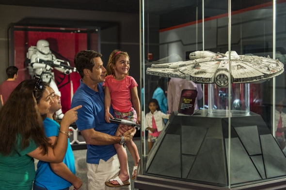 Parents and kids at Star Wars Launch Bay