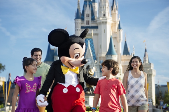 Mickey with kids at Magic Kingdom