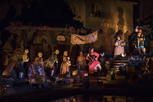 Redhead leading auction in Pirates of the Caribbean