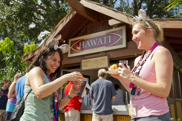 Two women at Hawaii marketplace in Epcot