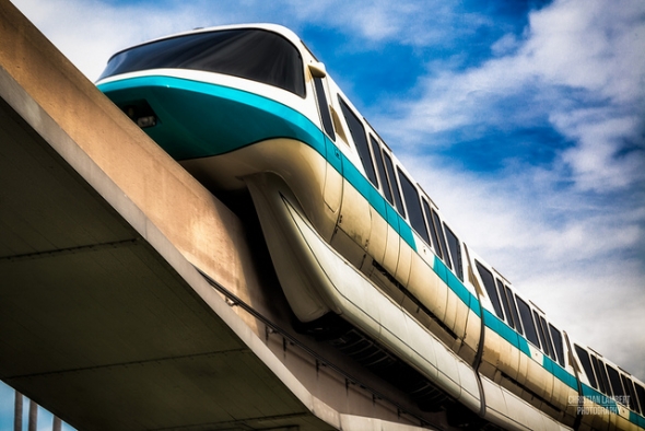 Beautiful picture of blue monorail