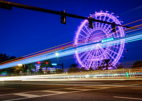 Orlando Eye at Night with Motion Blur