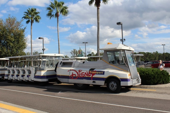 Tram in Disney parking lot