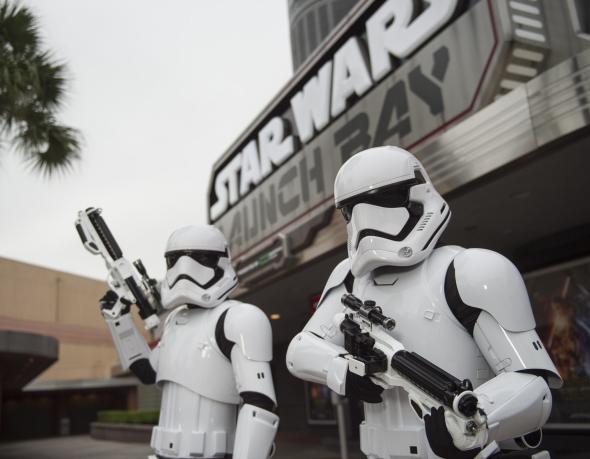 Stormtroopers outside Star Wars Launch Bay
