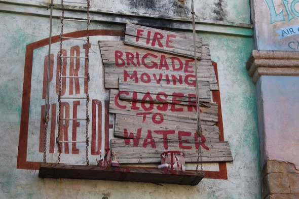 Fire Brigade Sign at Dudley Do Right Keelhaul Falls