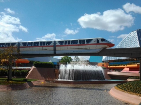 Monorail views over Epcot
