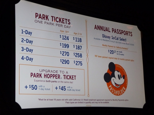 Disneyland 2018 ticket prices
