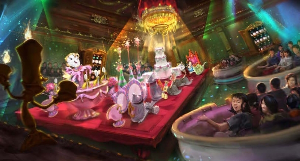 Sketches of future Beauty and the Beast ride at Tokyo Disneyland