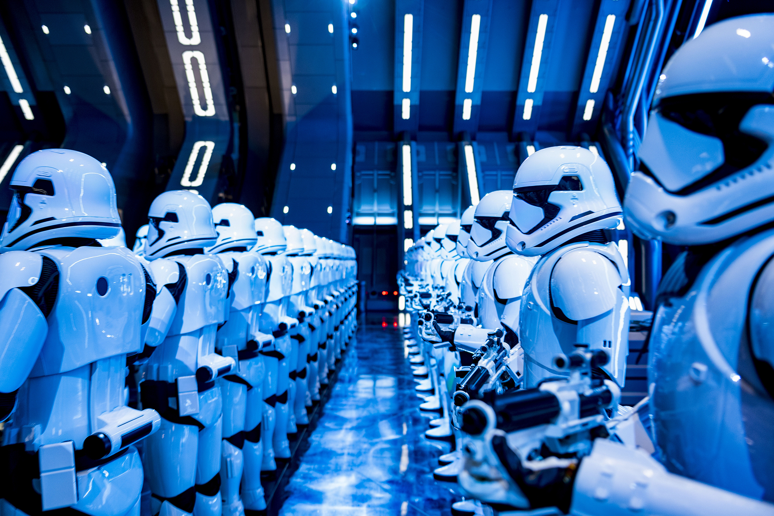 Stormtroopers on Star Destroyer on Star Wars: Rise of the Resistance