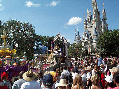 Crowds around Cinderella Castle Parade