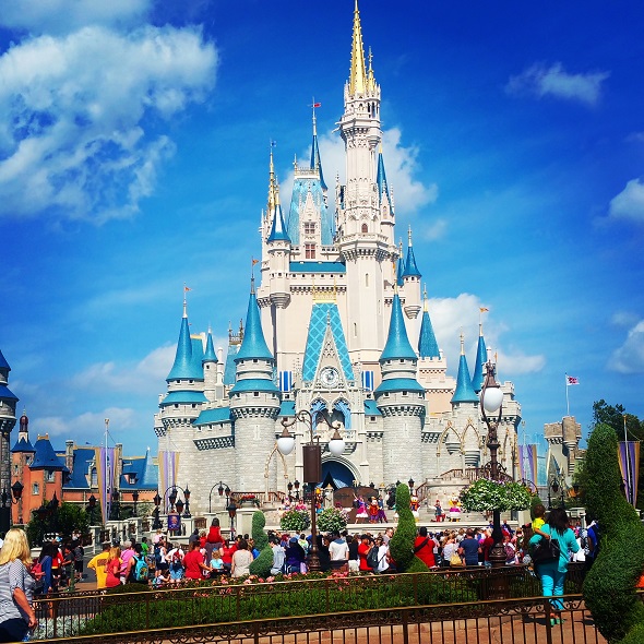 Cinderella Castle with crowds