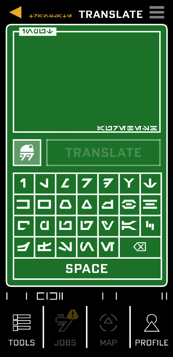 Translate interface in Datapad app