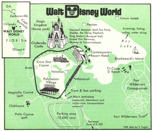 1971 overall map of Walt Disney World